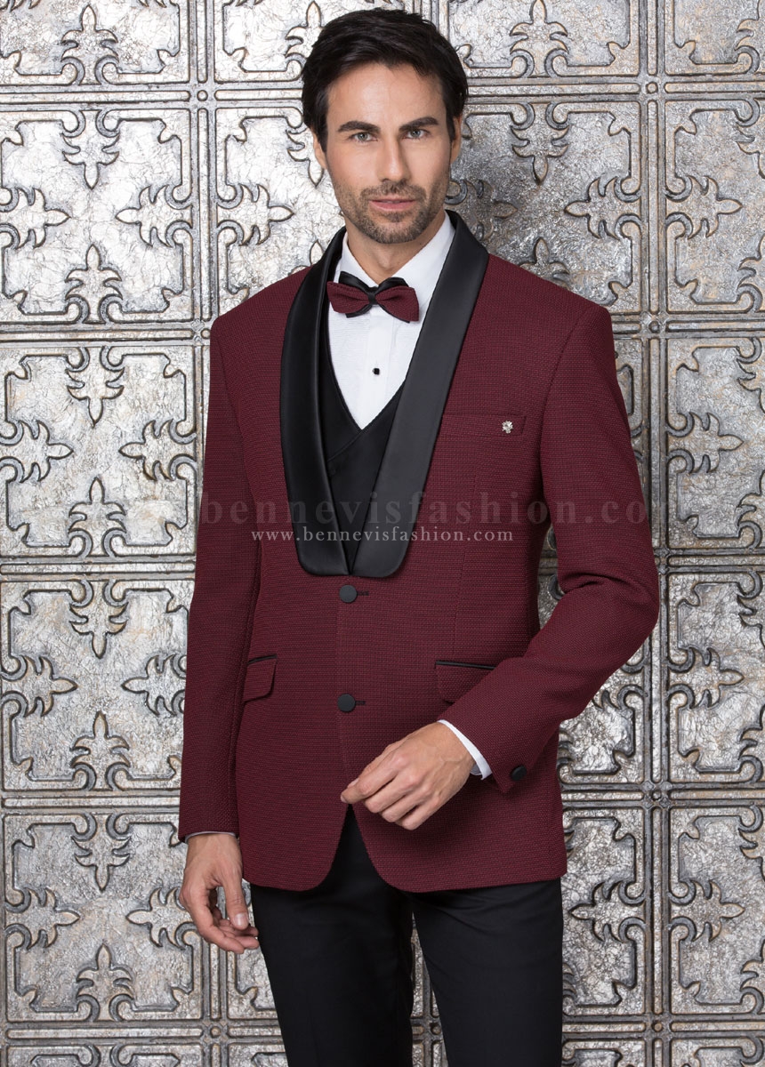 Trendy Red Terry Rayon Mens Suit | Bennevis Fashion