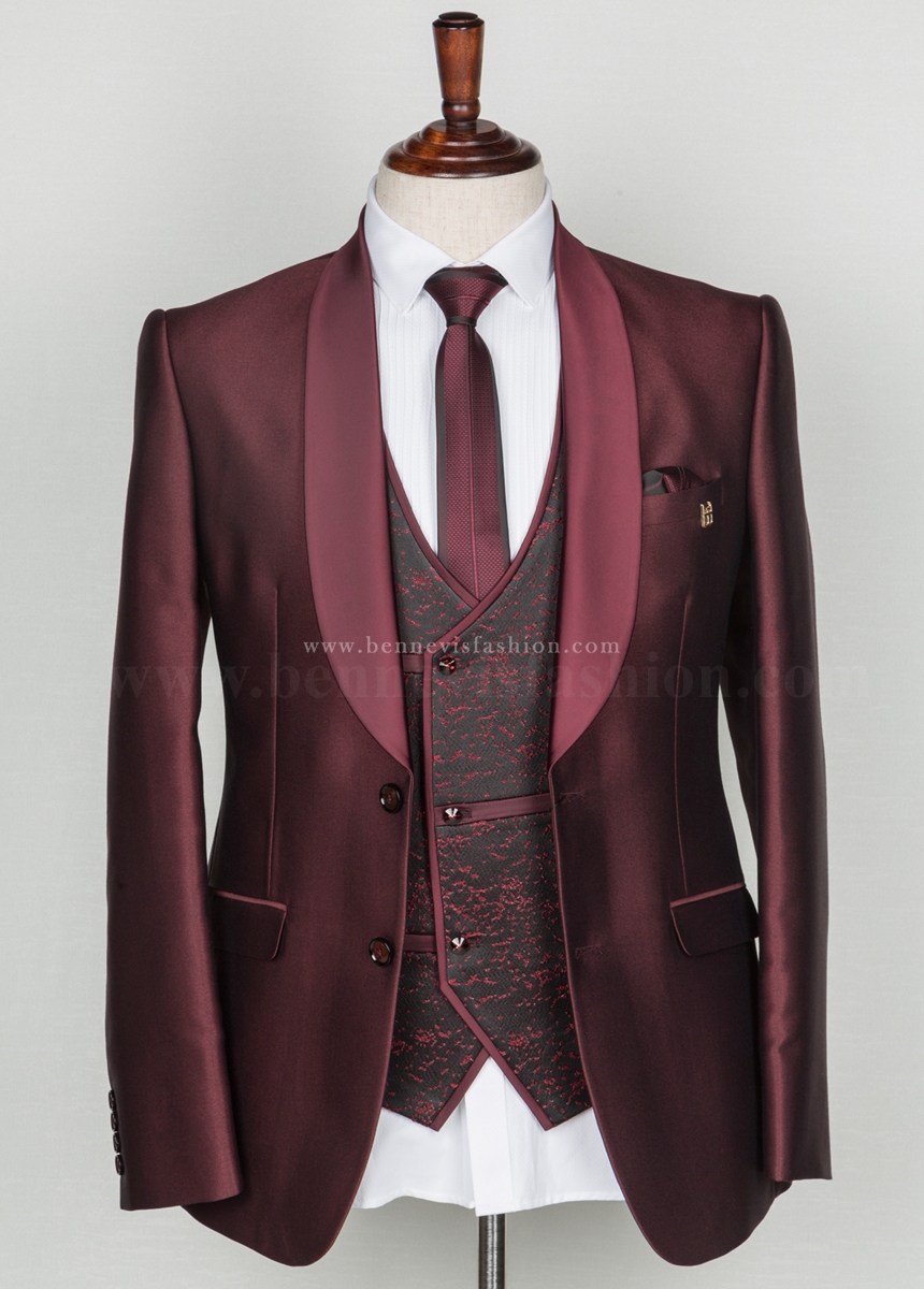 Designer Maroon Tuxedo for Men | Bennevis Fashion