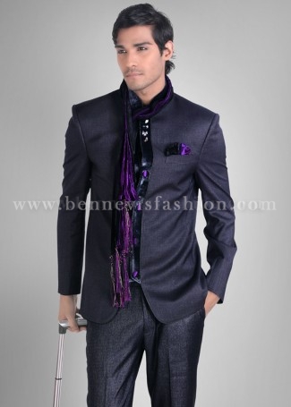 Dark Grey Designer Mens Jodhpuri Suit | Bennevis Fashion