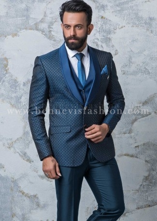 suit mens jacquard designer teal